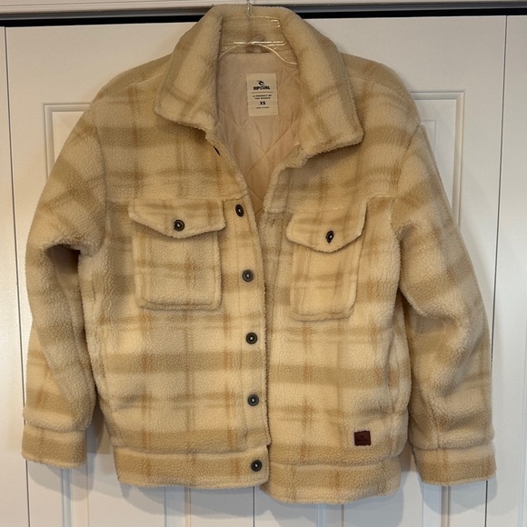 Rip Curl Cream Plaid Fleece Jacket - Picture 2 of 9
